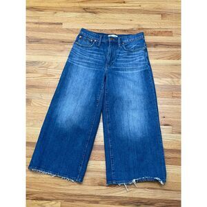 Madewell Wide Leg Cropped Jeans in Medium Blue